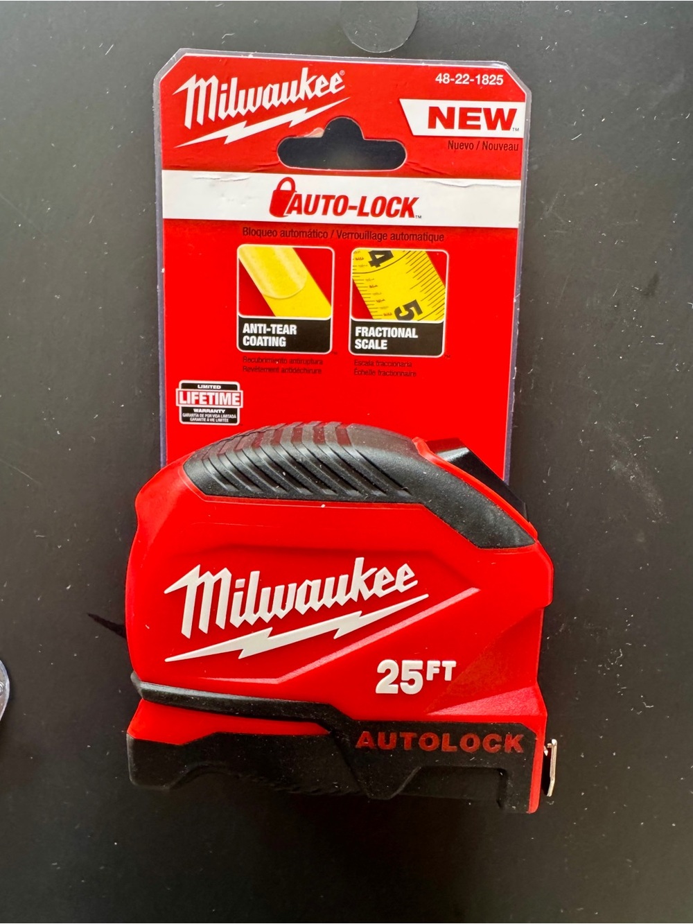 NEW Milwaukee 25FT Auto-Lock Tape Measure 48-22-1825 Fractional